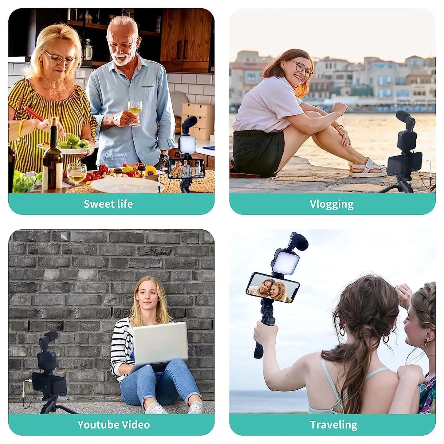 All-in-1 Content Creator Kit - Attached Light and Microphone